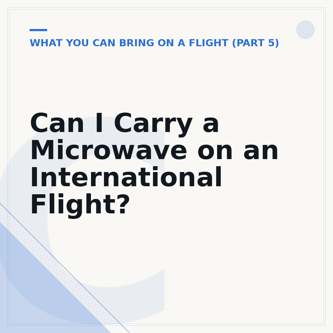 Can I Carry a Microwave on an International Flight?