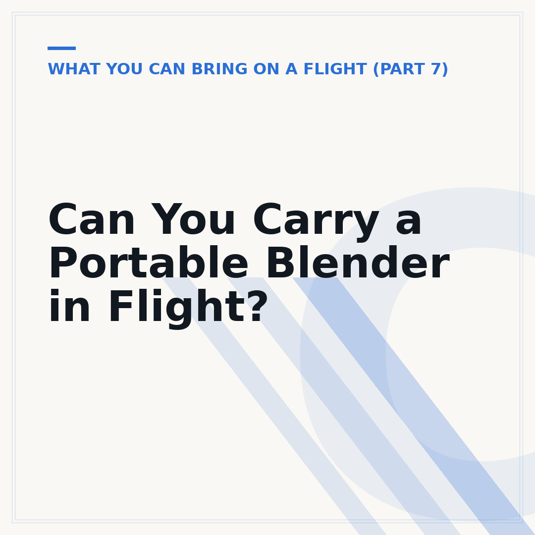 Can You Carry a Portable Blender in Flight?