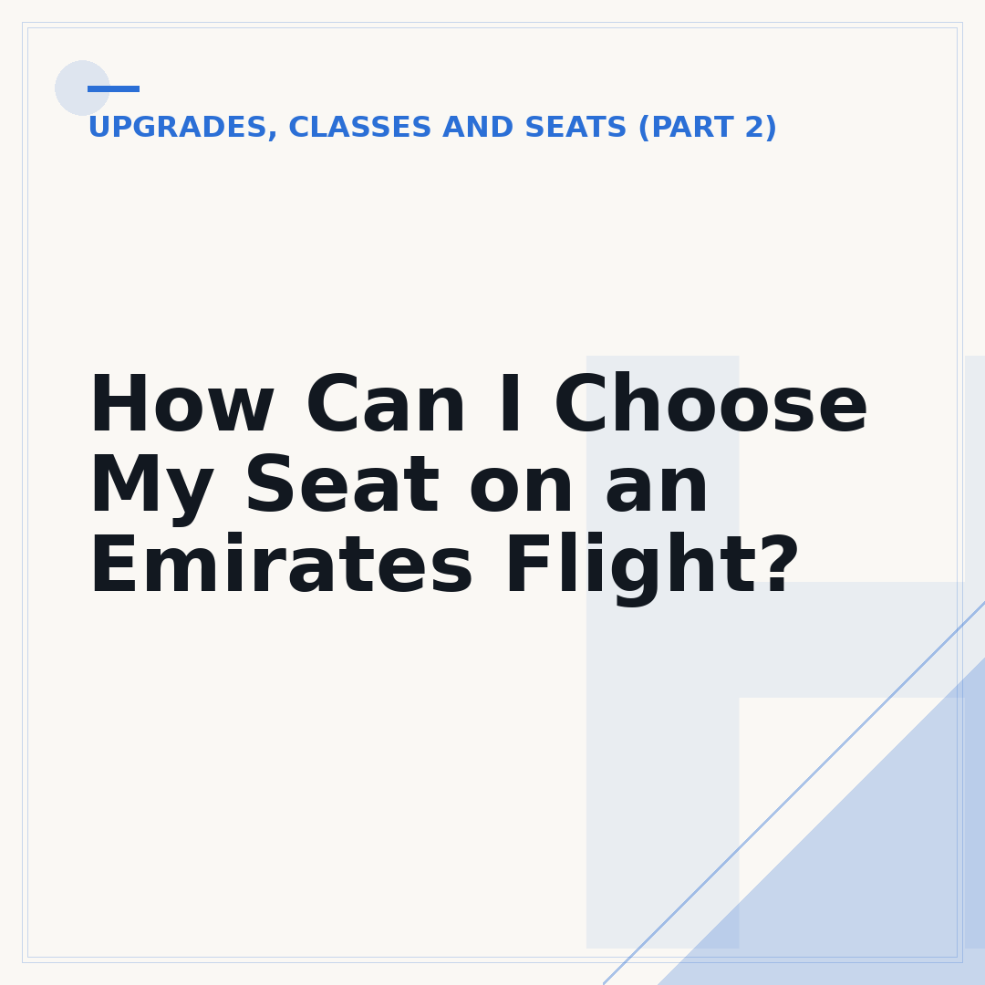 How Can I Choose My Seat on an Emirates Flight?