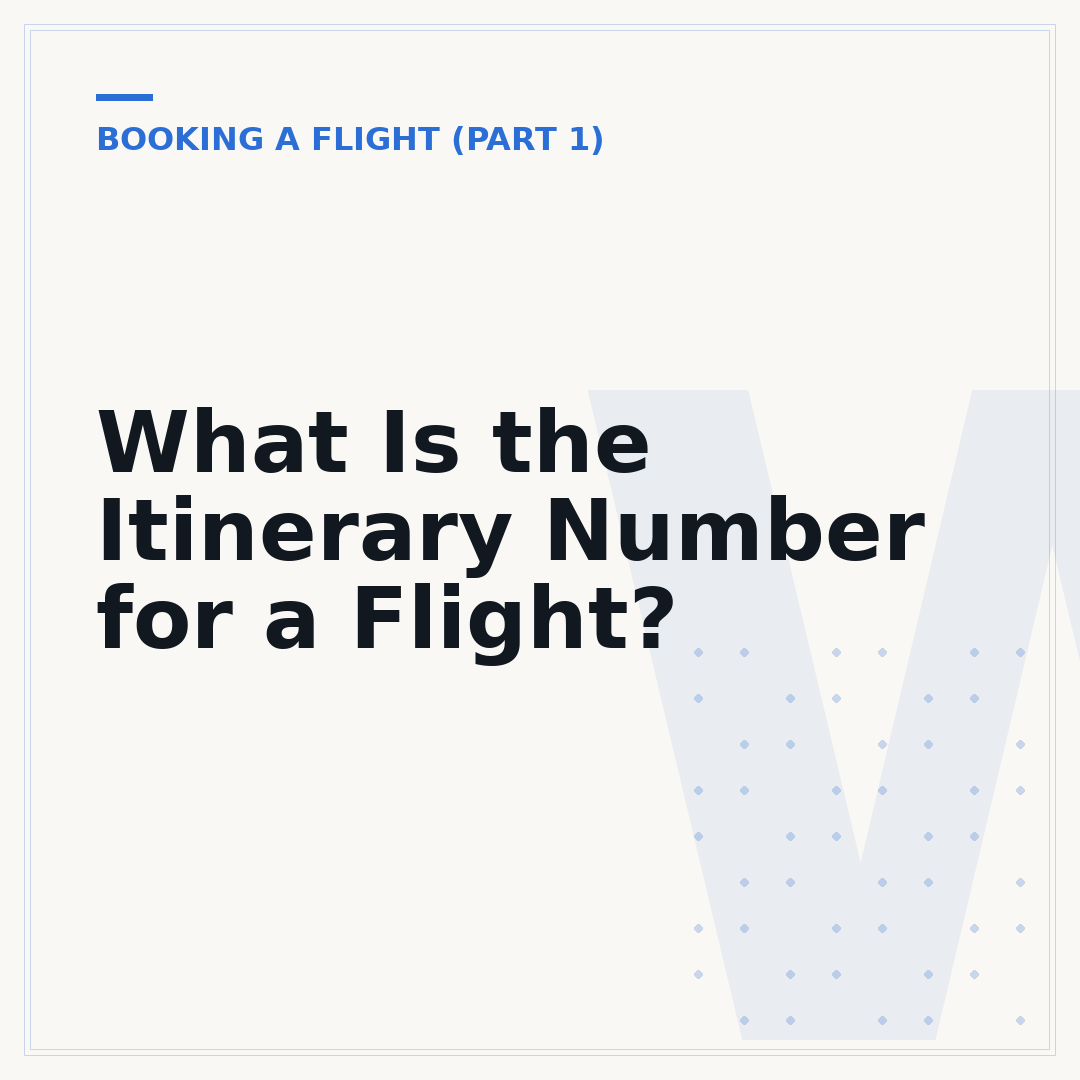 What Is the Itinerary Number for a Flight?