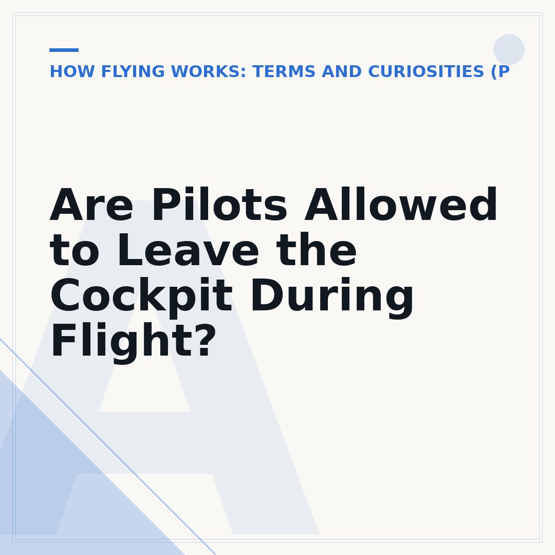 Are Pilots Allowed to Leave the Cockpit During Flight?