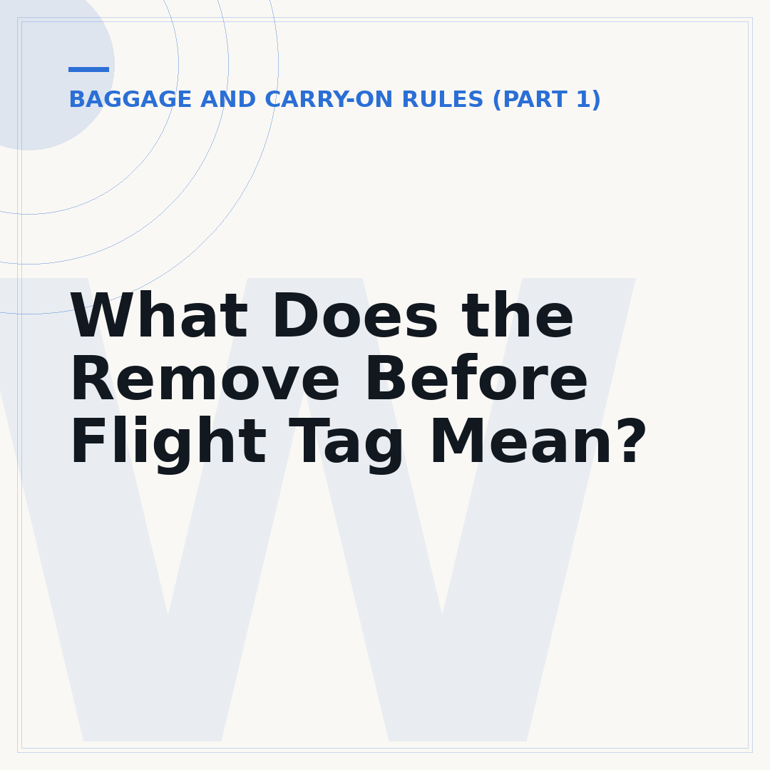 What Does the Remove Before Flight Tag Mean?