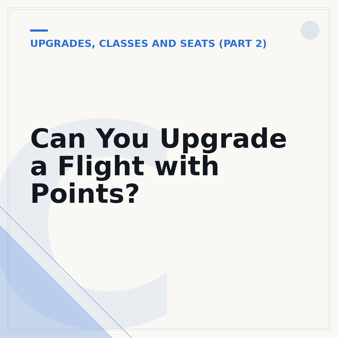 Can You Upgrade a Flight with Points?