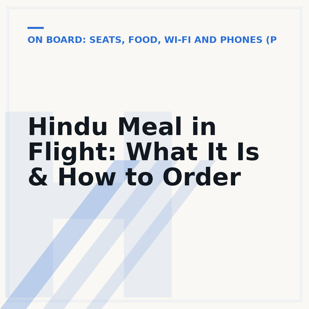 Hindu Meal in Flight: What It Is & How to Order