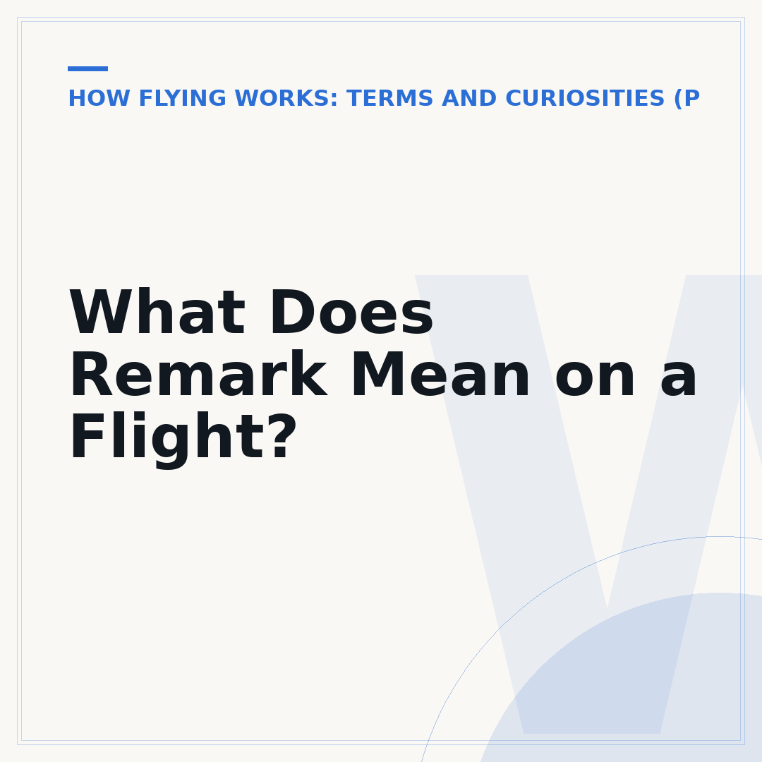 What Does Remark Mean on a Flight?