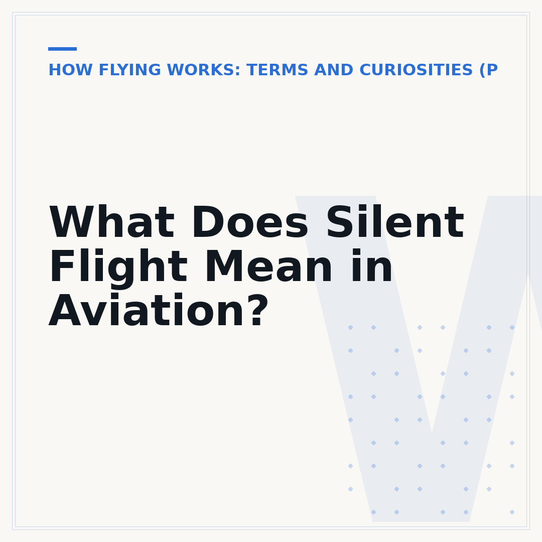 What Does Silent Flight Mean in Aviation?